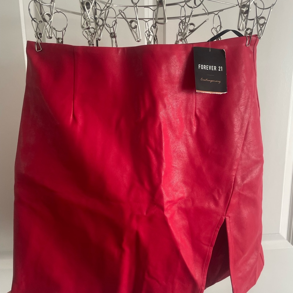 Forever 21 Red Faux Leather Skirt